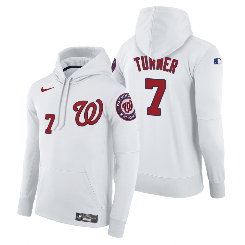 Cheap Men Washington Nationals 7 Turner white home hoodie 2021 MLB Nike Jerseys